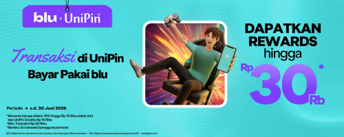 Top Up Game di UniPin Pakai blu, Dapatkan Rewards 30.000*!